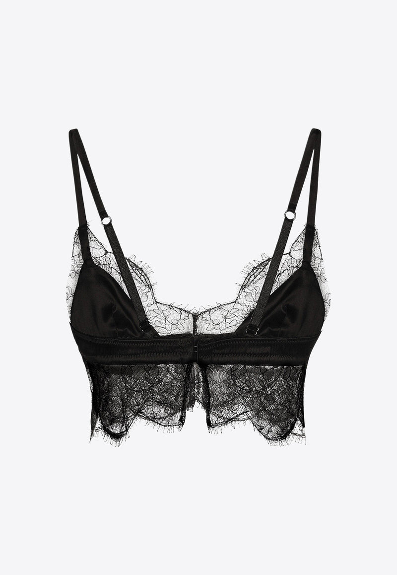 Dolce & Gabbana Lace-Trimmed Satin Bralette Black O1C58TFUAD8N0000_Black_29839560