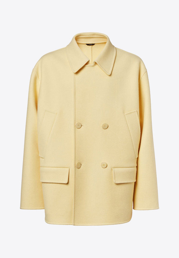 Fendi Double-Breasted Wool Pea Coat Yellow FW1415AOYAF0QJ6_Beige_29851754