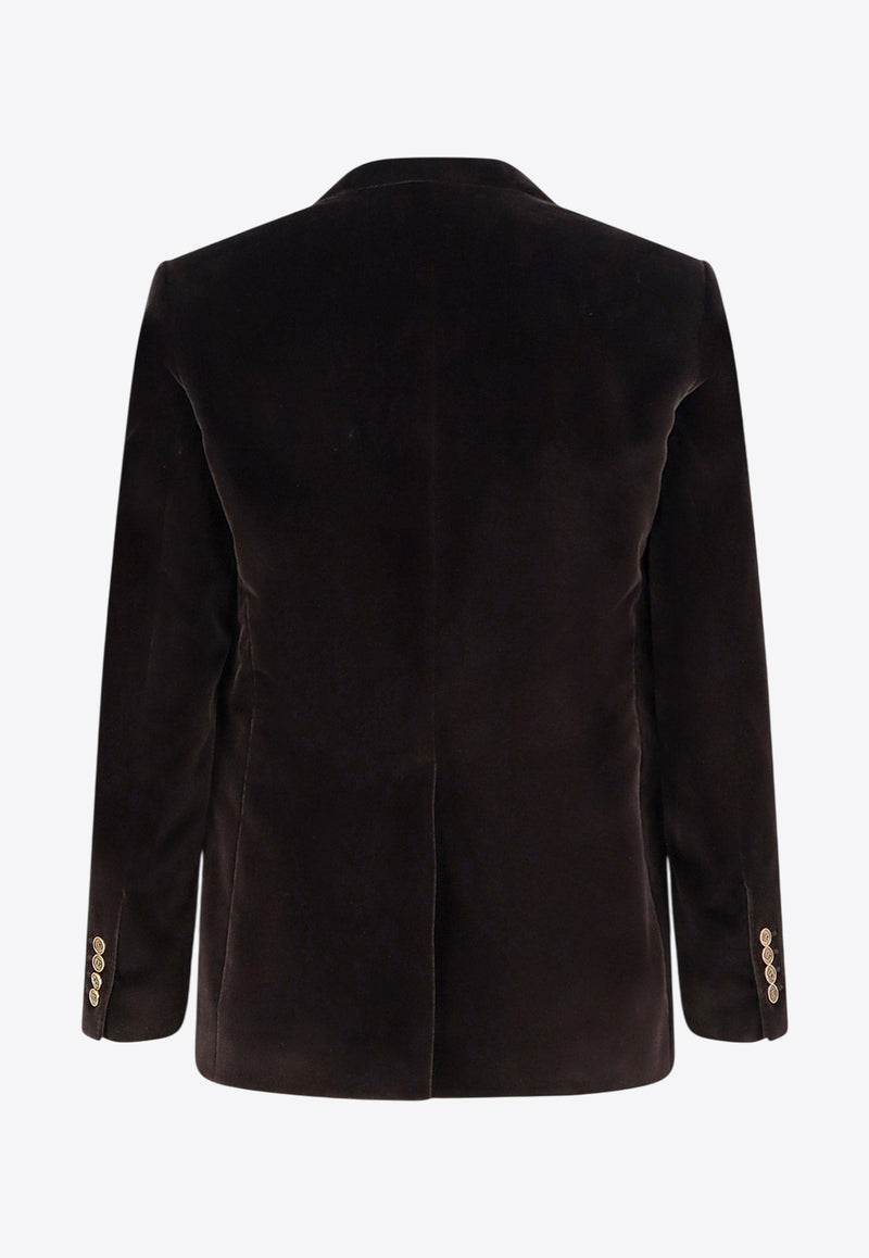 Dolce & Gabbana Single-Breasted Velvet Blazer Brown G2TV4TGJ619M1348_Brown_29845635