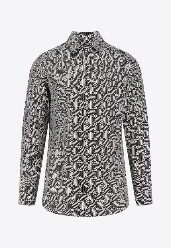 Dolce & Gabbana Printed Silk Martini Buttoned Shirt Gray G5MM4TIS1ZJHA8RN_Black_29839306