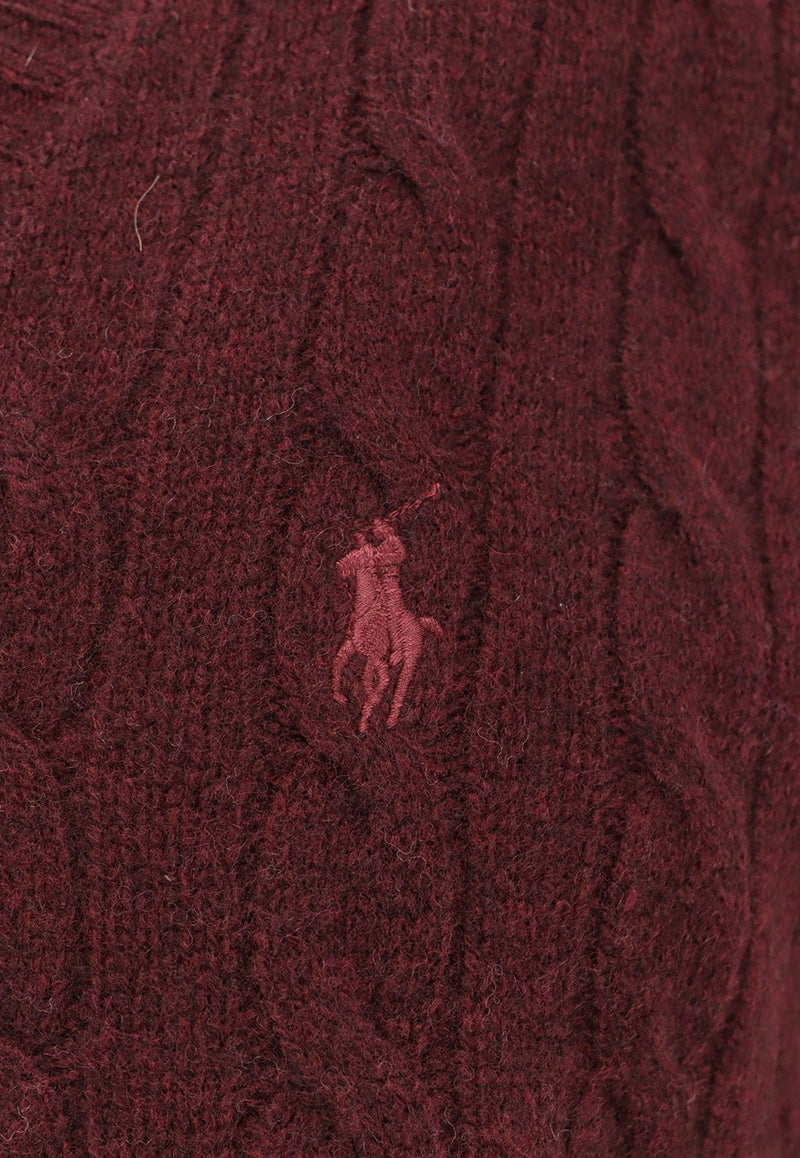 Polo Ralph Lauren Cable Knit Logo Sweater Vest Wine 710974166003_AGED WINE HEATHER_29842762