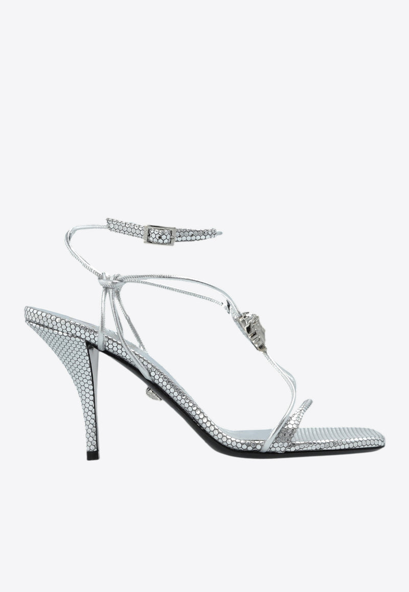 Versace La Medusa 85 Metallic-Leather Sandals 1020965 1A15236 1E01P