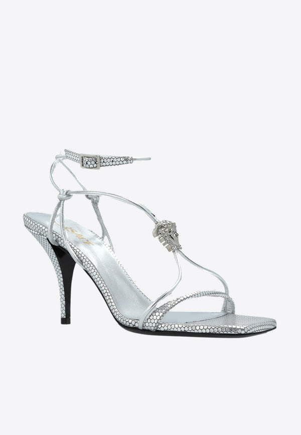 Versace La Medusa 85 Metallic-Leather Sandals 1020965 1A15236 1E01P