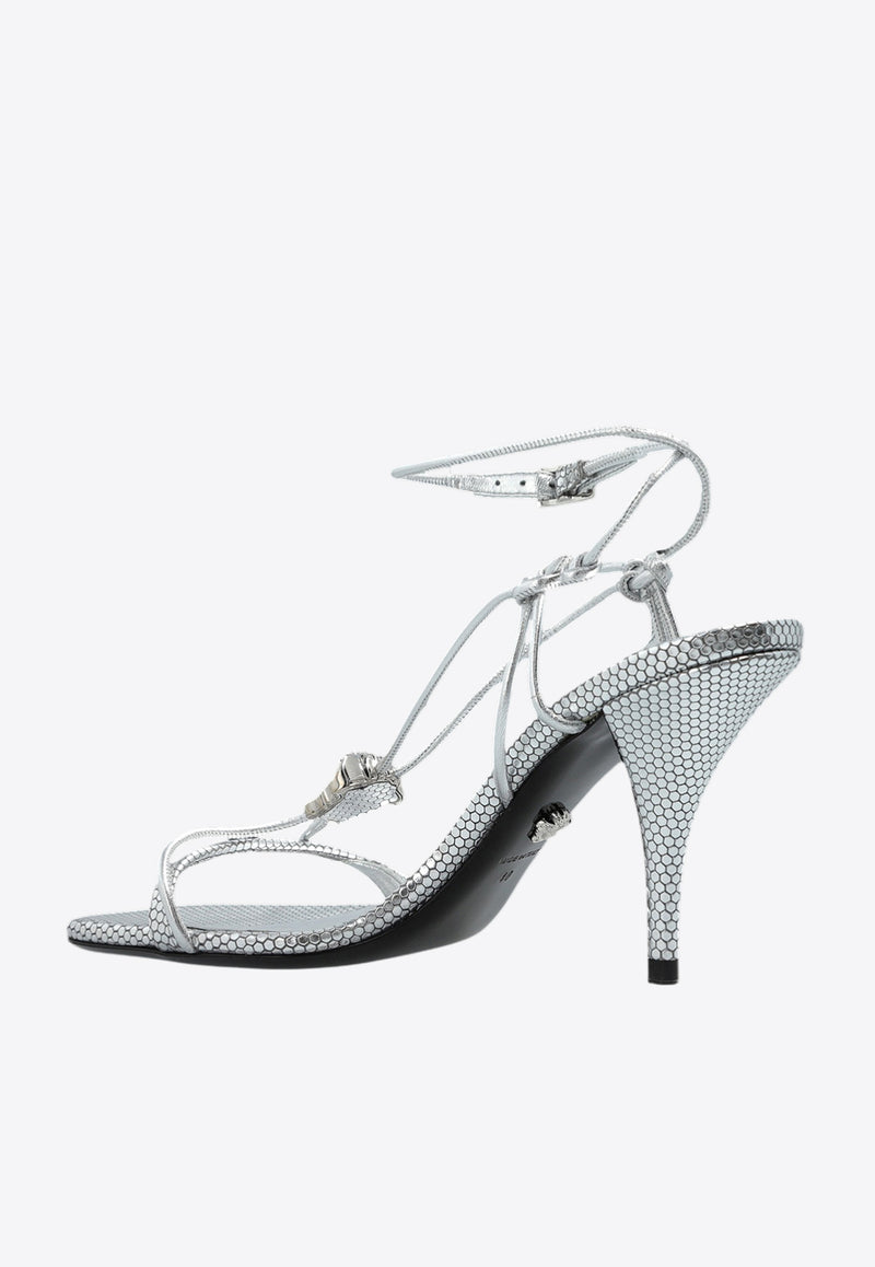 Versace La Medusa 85 Metallic-Leather Sandals 1020965 1A15236 1E01P
