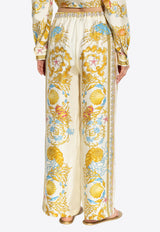 Versace Underwater Barocco Wide-Leg Silk Pants 1020972 1A14746 5K640