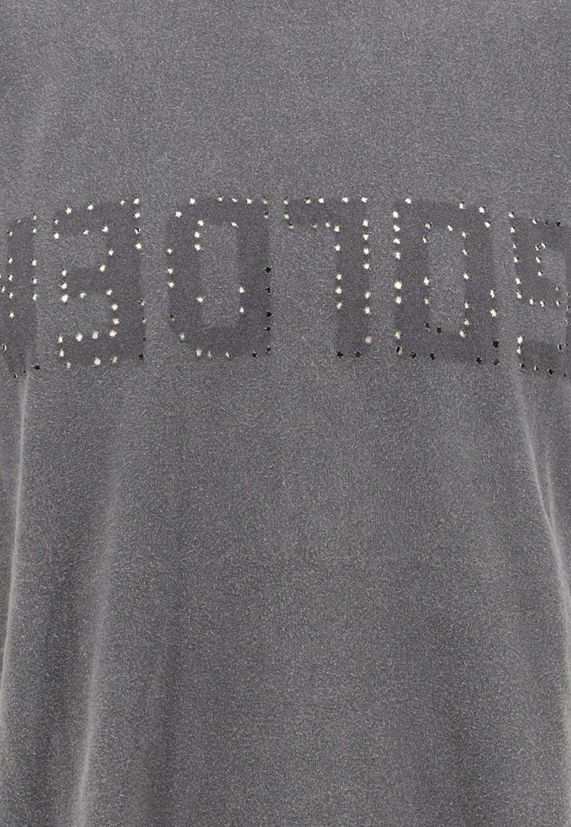 Golden Goose DB Perforated Logo Distressed T-shirt Gray GMP01220P00067160318_Grey_32774265