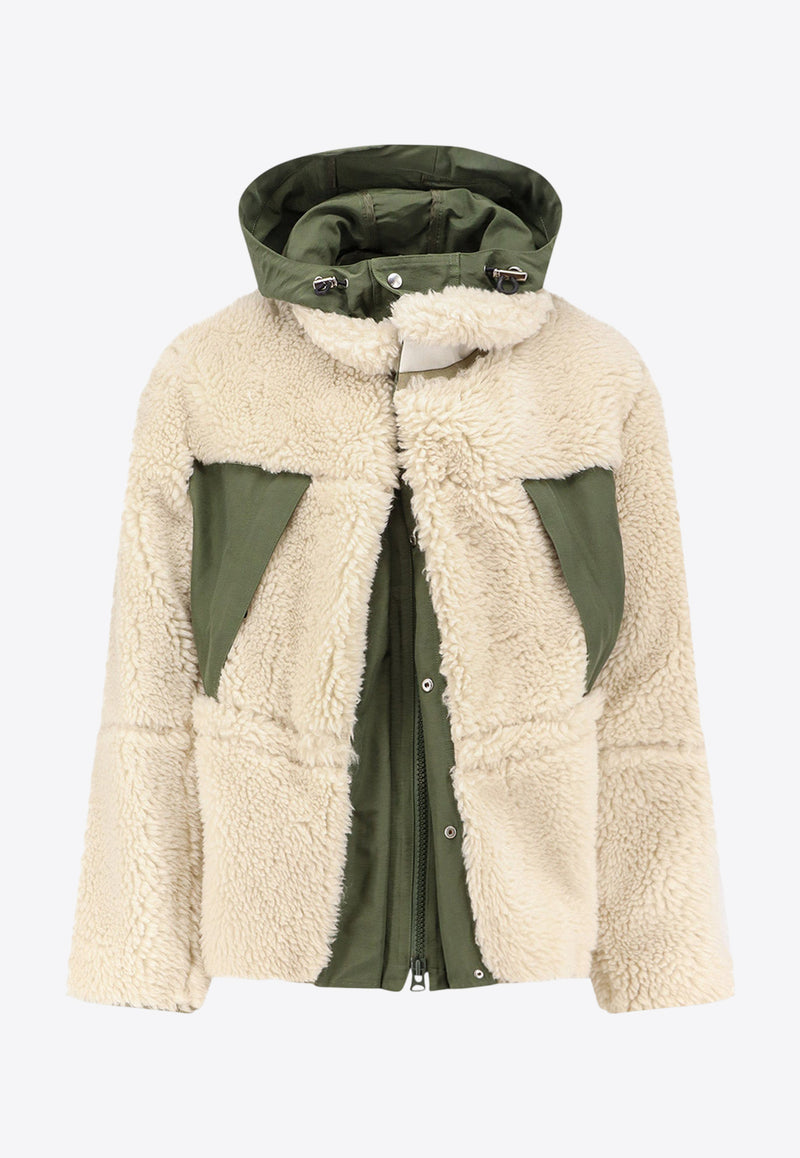 Sacai Wool-Blend Shearling Jacket Beige 2503854M063_ECRU KHAKI_29841783