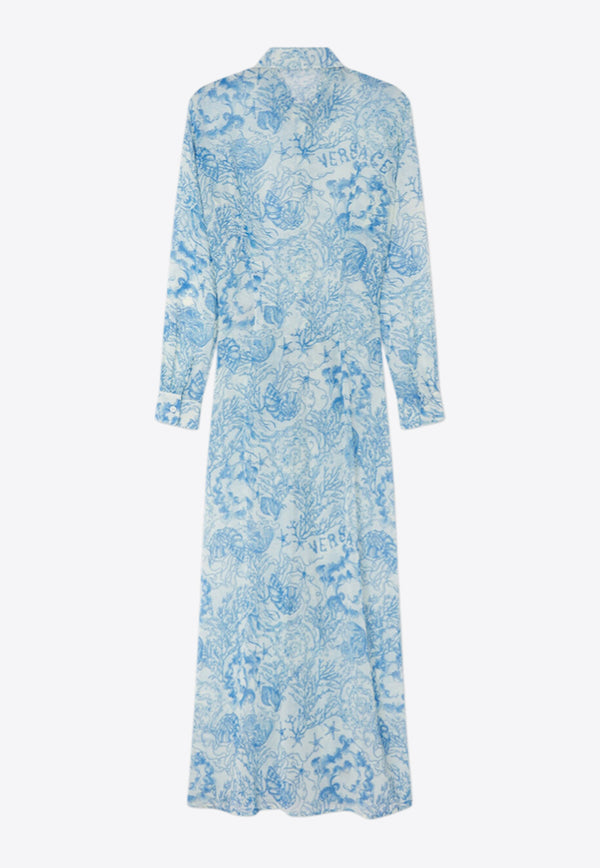 Versace Underwater Barocco Cover-Up Shirt Dress 1020998 1A15327 5K650