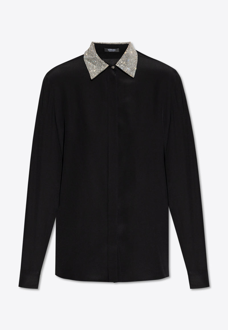 Versace Crystal-Collar Crêpe Shirt 1021030 1A12304 1B000