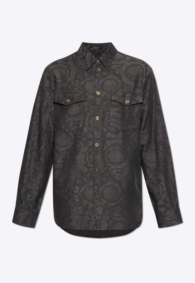 Versace Barocco Jacquard Denim Shirt 1021126 1A15017 2BV70
