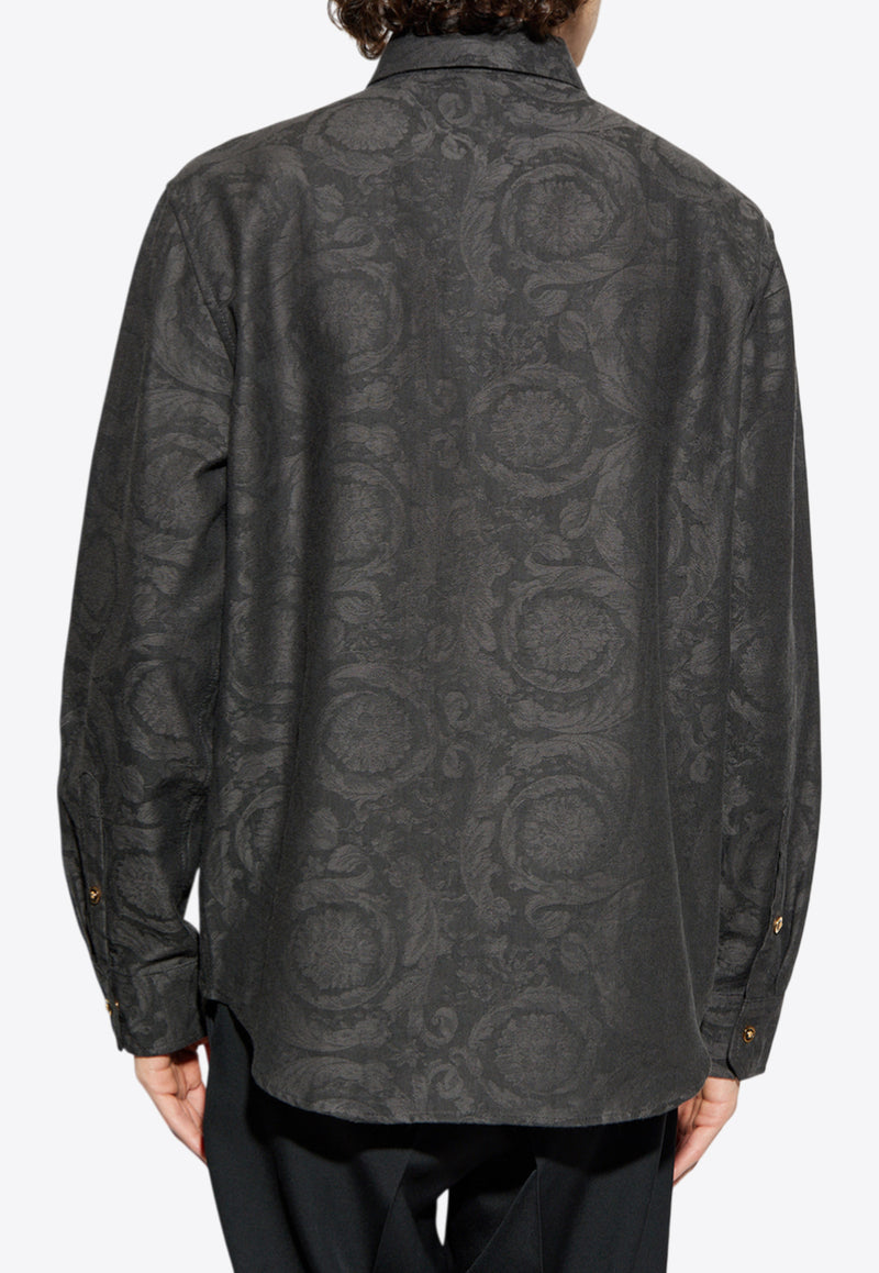 Versace Barocco Jacquard Denim Shirt 1021126 1A15017 2BV70