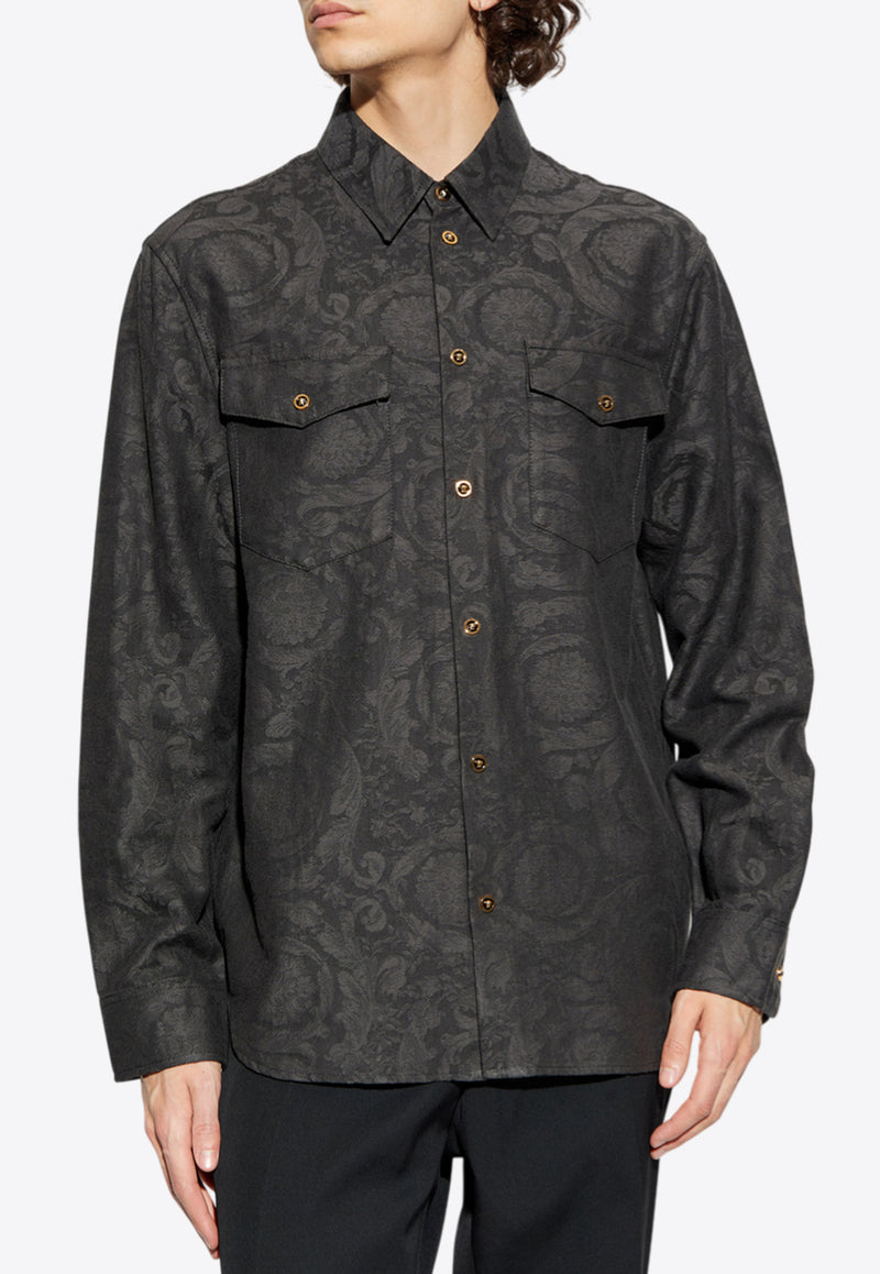Versace Barocco Jacquard Denim Shirt 1021126 1A15017 2BV70