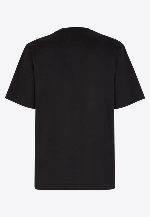 Fendi Logo Print Crewneck T-shirt Black FY0936ARYRF0QA1_Black_34276941
