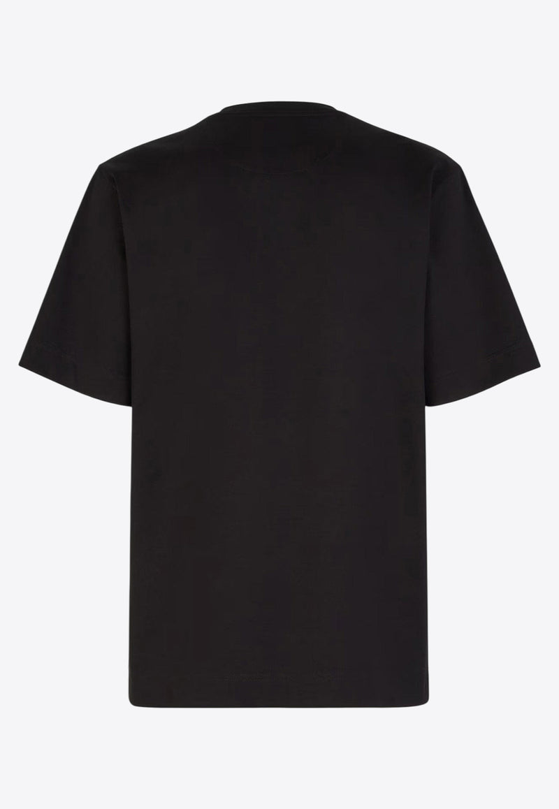 Fendi Logo Print Crewneck T-shirt Black FY0936ARYRF0QA1_Black_34276941