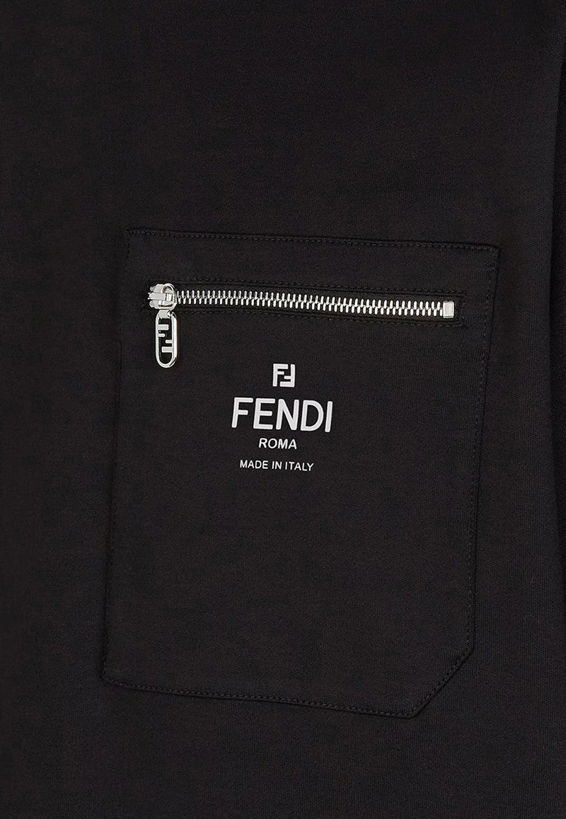 Fendi Logo Print Crewneck T-shirt Black FY0936ARYRF0QA1_Black_34276941