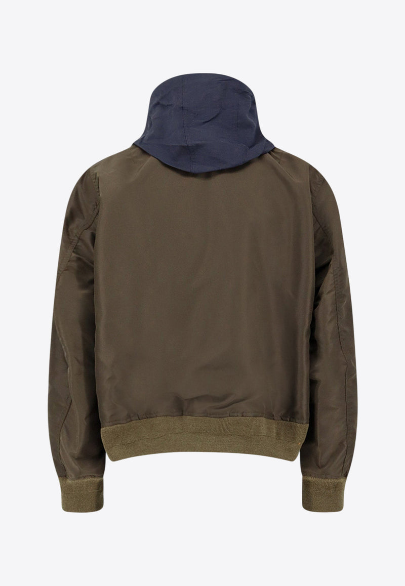 Sacai Zip-Up Bomber Jacket with Hood Khaki 2503784M532_D KHAKI NAVY_29843839