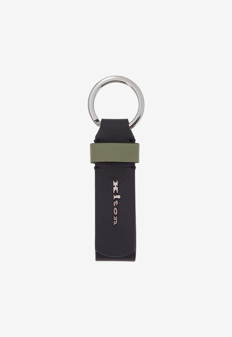 Kiton Ciro Paone Logo Lettering Leather Keyring Black UPEA060N0129703NERO VERDE_Black_29841589