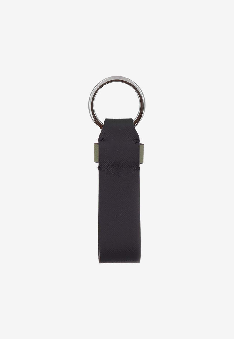 Kiton Ciro Paone Logo Lettering Leather Keyring Black UPEA060N0129703NERO VERDE_Black_29841589