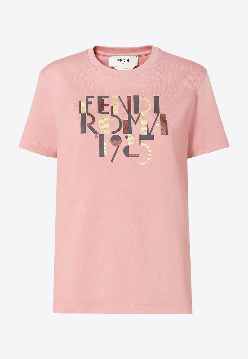 Fendi Fendi Roma 1925 Print T-shirt Pink FS7254AVF9F1T6N_Pink_34276939