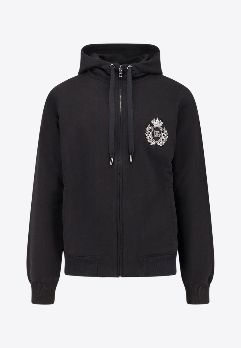 Dolce & Gabbana Heraldic Patch Zip-Up Hooded Sweatshirt Black G9BGDZG7PJ7N0000_Black_29843219