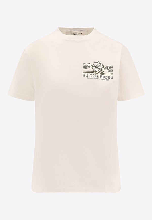 Golden Goose DB Printed Crewneck T-shirt White GWP01220P00211811616_ARTIC WOLF_34795066