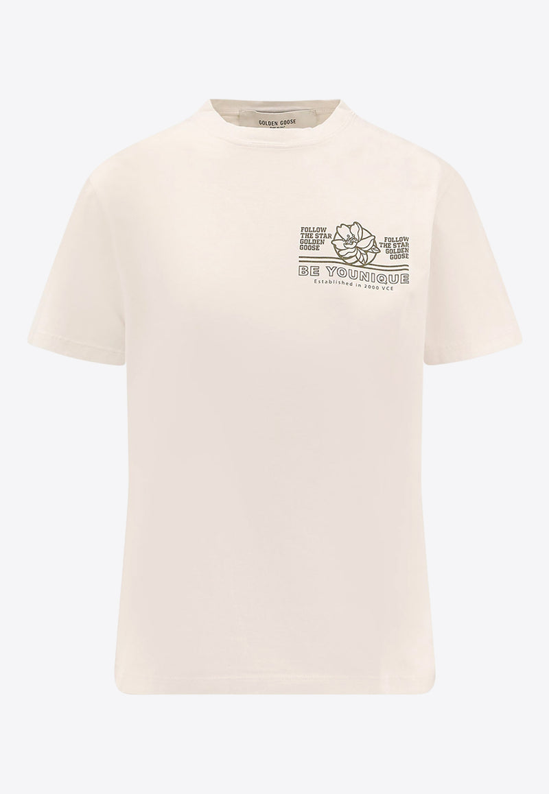 Golden Goose DB Printed Crewneck T-shirt White GWP01220P00211811616_ARTIC WOLF_34795066