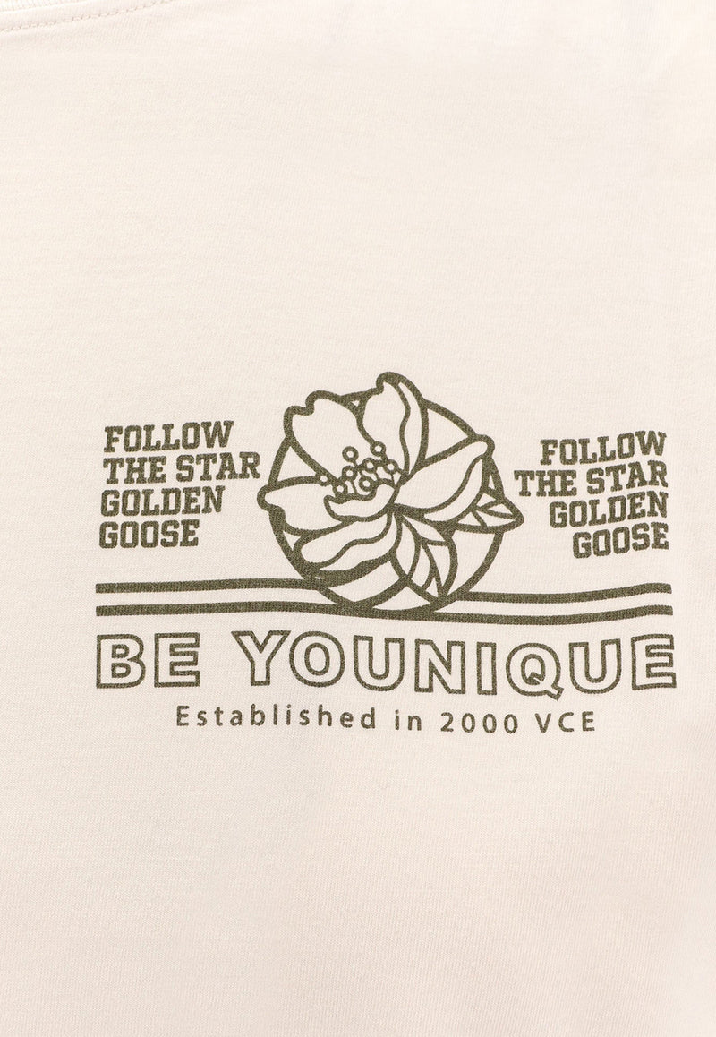 Golden Goose DB Printed Crewneck T-shirt White GWP01220P00211811616_ARTIC WOLF_34795066