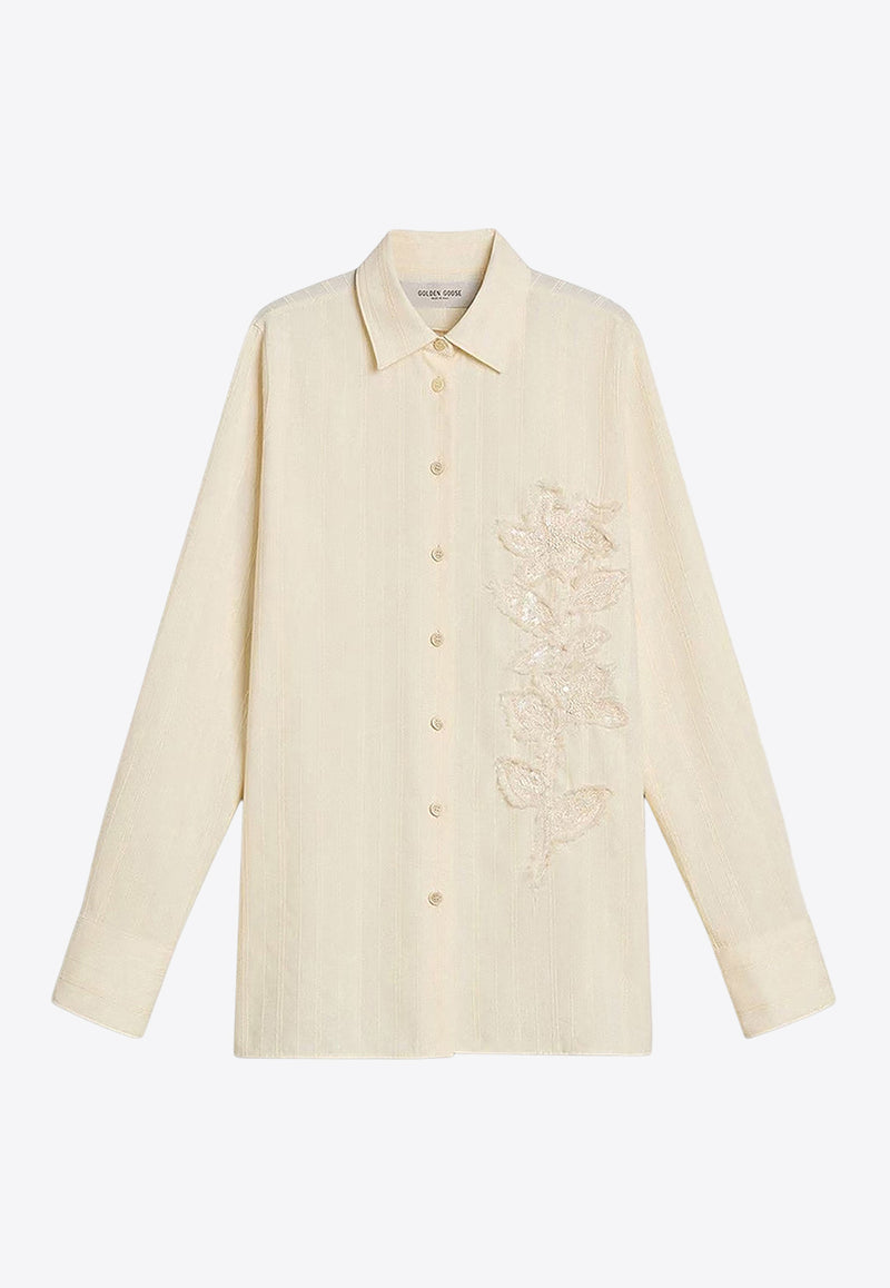 Golden Goose DB Embroidered Buttoned Shirt Off-white GWP02481P00215220102_Antique white_34795065