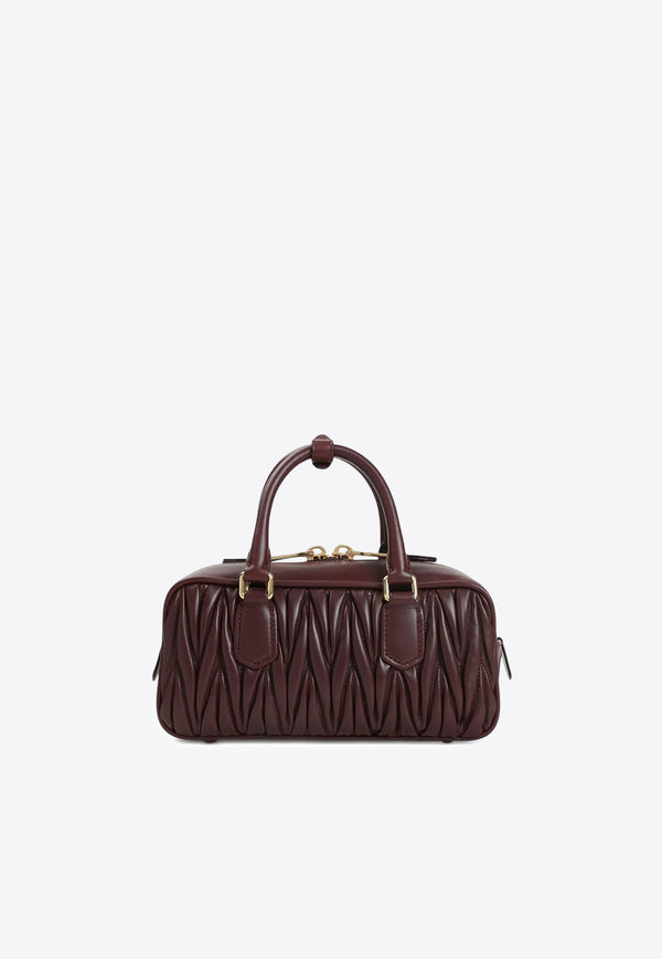 Miu Miu Arcadie Matelassé Leather Top Handle Bag Burgundy 5BB142VOONAN88_F0007
