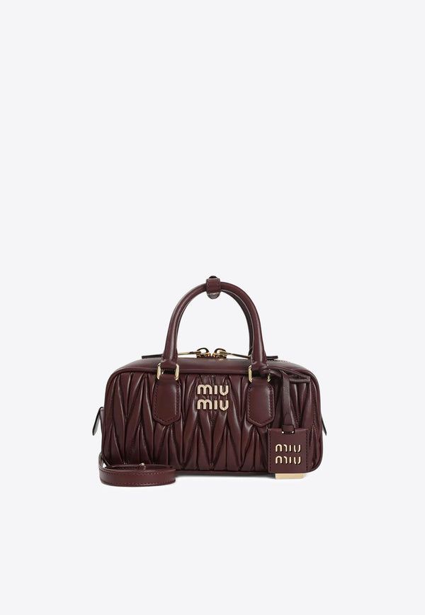 Miu Miu Arcadie Matelassé Leather Top Handle Bag Burgundy 5BB142VOONAN88_F0007