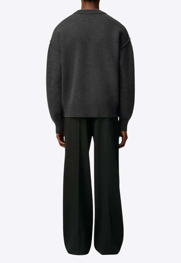 AMI PARIS Ami De Coeur Wool Sweater Gray UKS838018_084