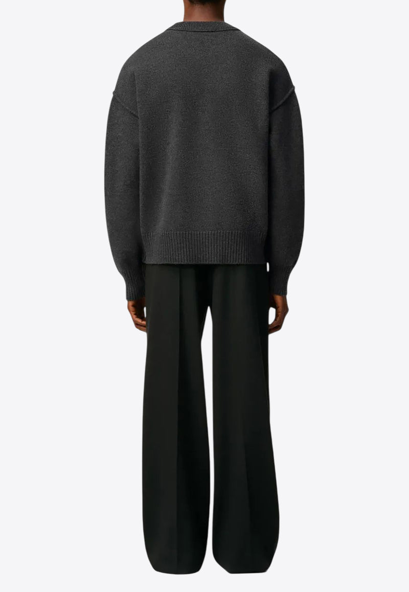 AMI PARIS Ami De Coeur Wool Sweater Gray UKS838018_084