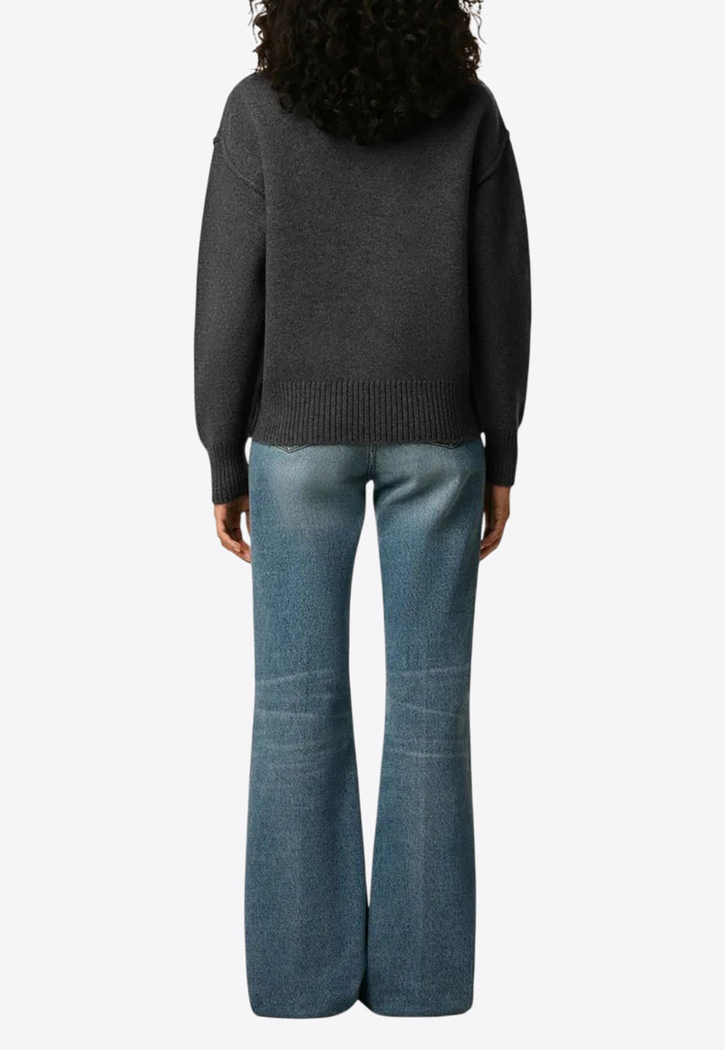 AMI PARIS Ami De Coeur Wool Sweater Gray UKS838018_084