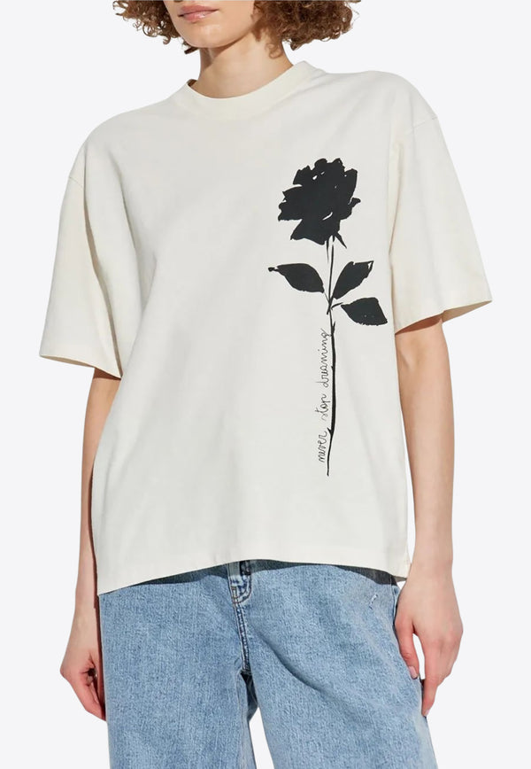 Golden Goose DB Rose Print Boxy T-shirt White GWP01874P002127_82432
