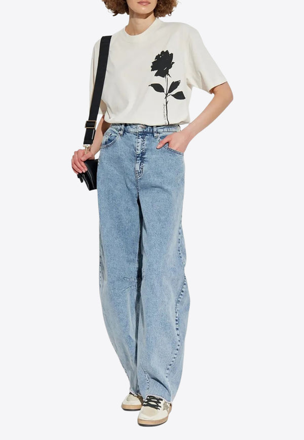 Golden Goose DB Rose Print Boxy T-shirt White GWP01874P002127_82432