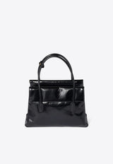 Miu Miu Solitaire Shiny Leather Top Handle Bag Black 5BA302VOWOUS0_F0002