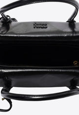 Miu Miu Solitaire Shiny Leather Top Handle Bag Black 5BA302VOWOUS0_F0002