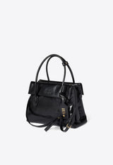 Miu Miu Solitaire Shiny Leather Top Handle Bag Black 5BA302VOWOUS0_F0002