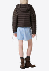 Miu Miu Logo Embroidered Down Jacket Brown ML1346SOOO1754_F0414