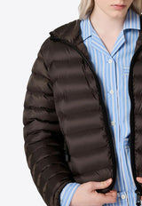 Miu Miu Logo Embroidered Down Jacket Brown ML1346SOOO1754_F0414