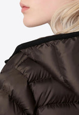 Miu Miu Logo Embroidered Down Jacket Brown ML1346SOOO1754_F0414