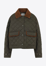 Miu Miu Quilted Bomber Jacket Khaki ML1310SOOO17OO_F0161