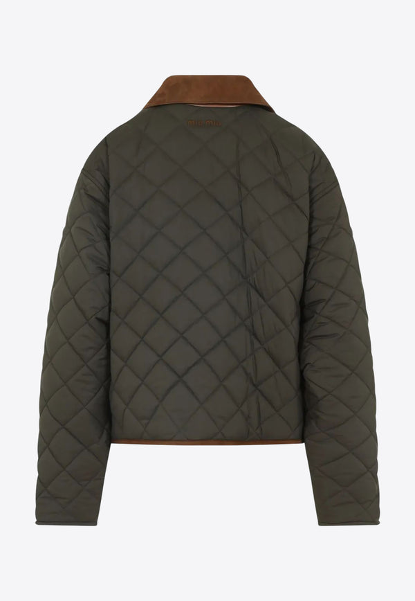 Miu Miu Quilted Bomber Jacket Khaki ML1310SOOO17OO_F0161
