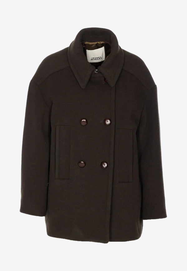 Isabel Marant Fiby Double-Breasted Coat Brown MA0455FAB1D03I_67DK
