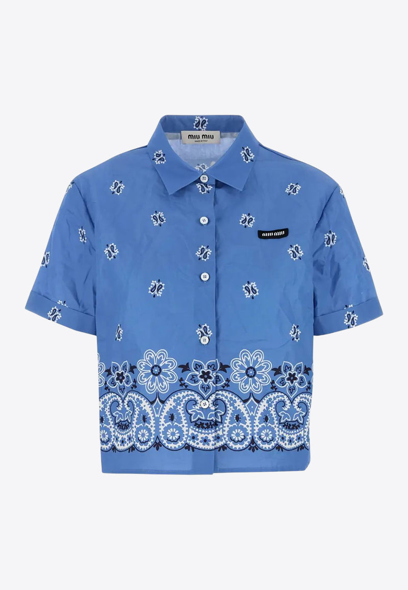 Miu Miu Paisley Print Cropped Shirt Light Blue MK1951SOOO17XX_F061M