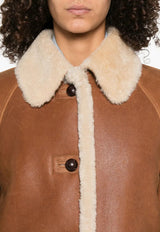 Isabel Marant Berthie Shearling and Leather Jackets Cognac MA0452FAC3A03I_50CO