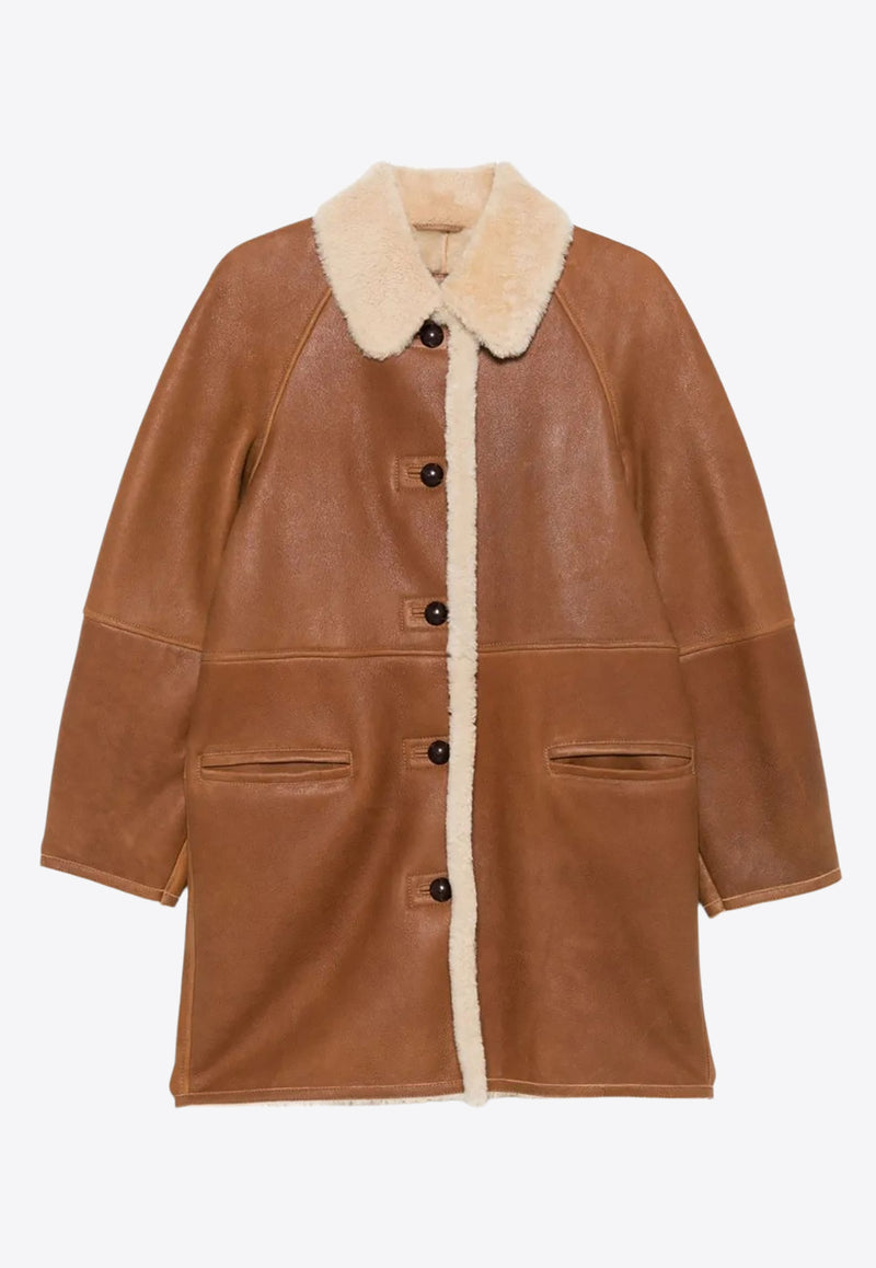 Isabel Marant Berthie Shearling and Leather Jackets Cognac MA0452FAC3A03I_50CO