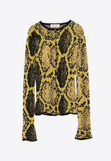 The Attico Snakeskin Intarsia Cardigan Yellow 251WCD00005KCC004AA_227