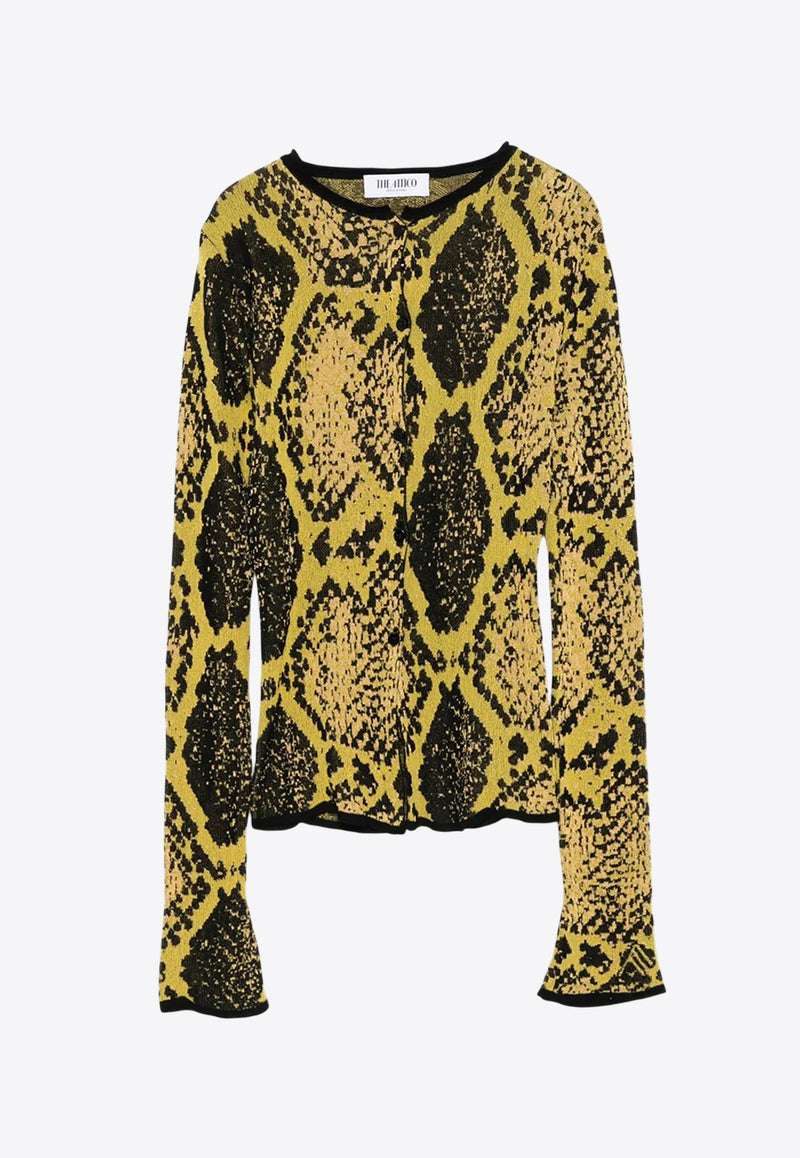 The Attico Snakeskin Intarsia Cardigan Yellow 251WCD00005KCC004AA_227