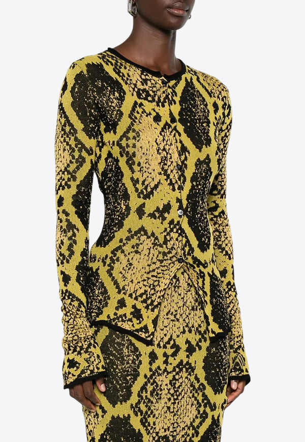 The Attico Snakeskin Intarsia Cardigan Yellow 251WCD00005KCC004AA_227
